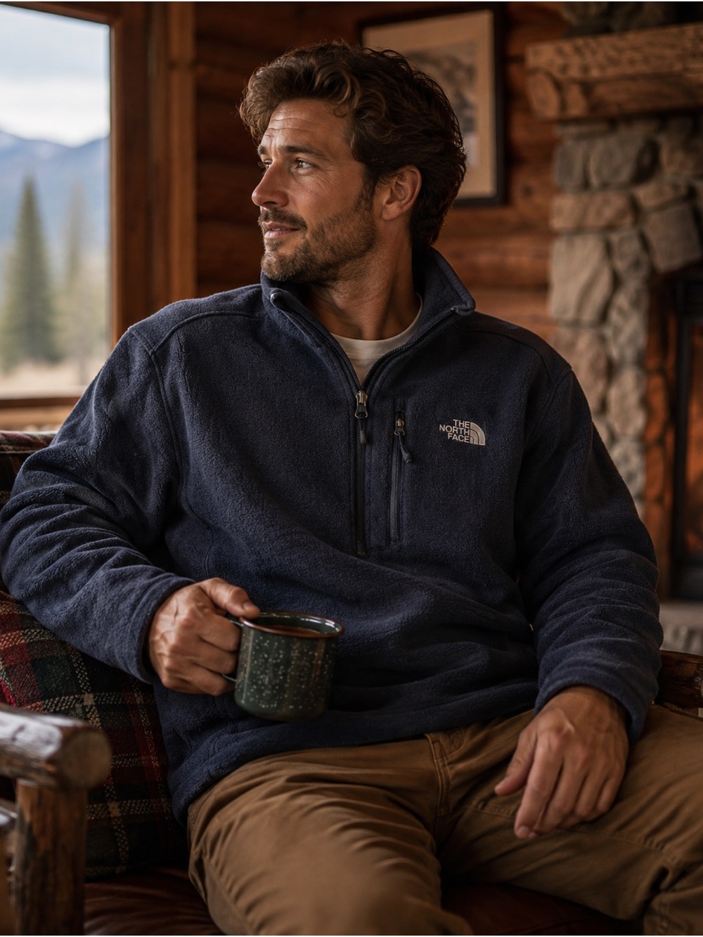 The North Face Men's Navy Half-Zip Sweater Knit Fleece Pullover Gorpcore Outdoor